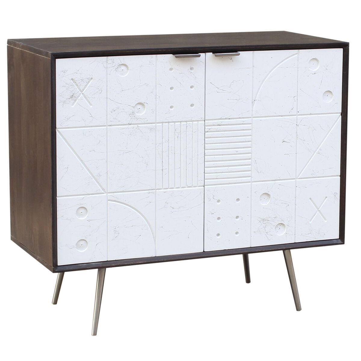 Kredenca DKD Home Decor Bela Rjava Kovina Mangov les 90 x 43 x 80 cm 90 x 43 x 82 cm
